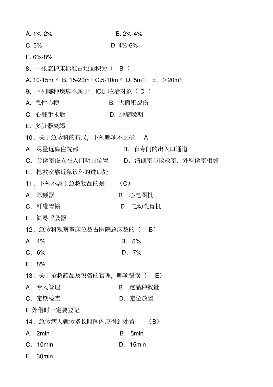 急诊医学科专科试题集含答案分析_第2页