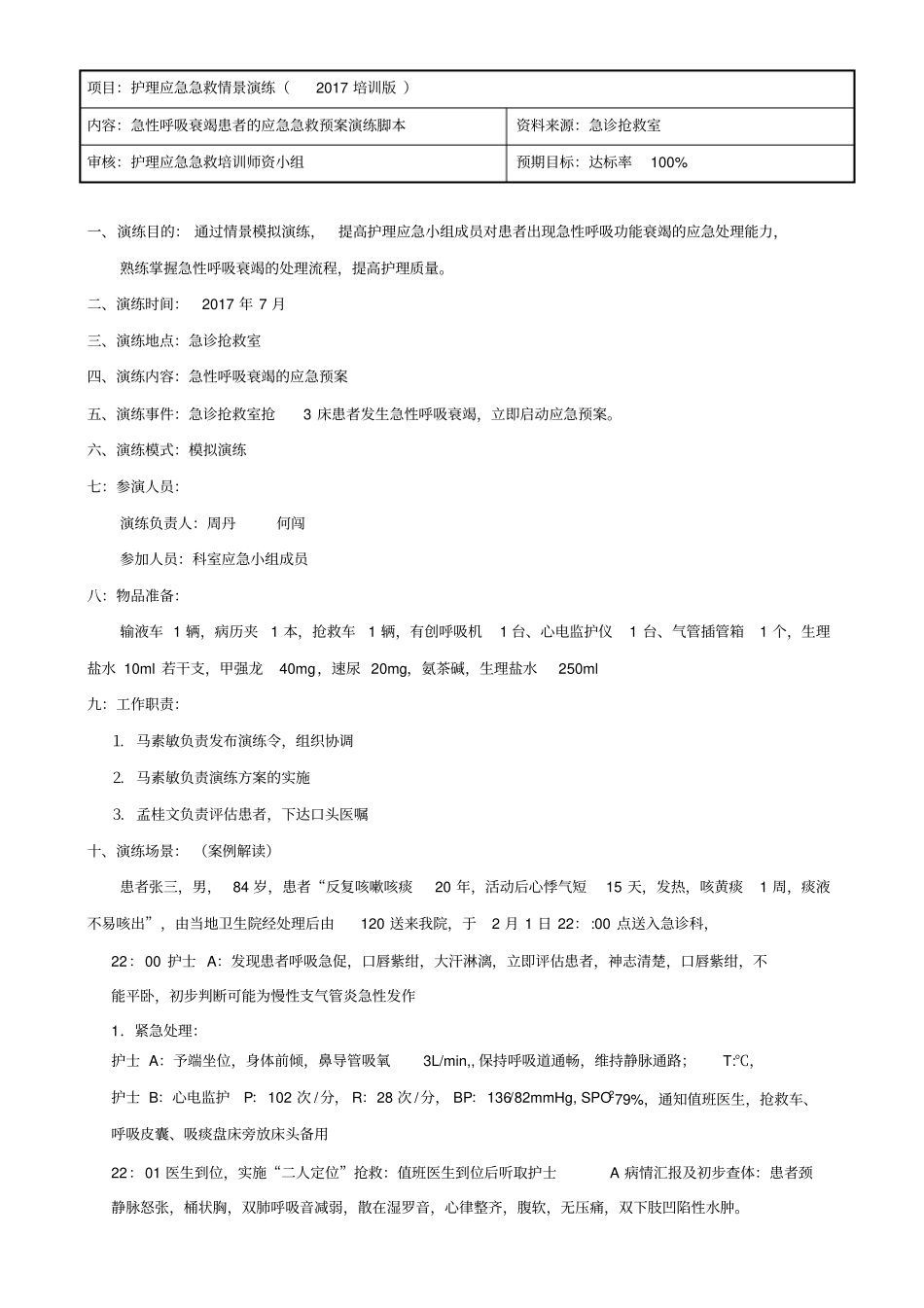 急诊呼吸衰竭患者的应急急救预案_第1页