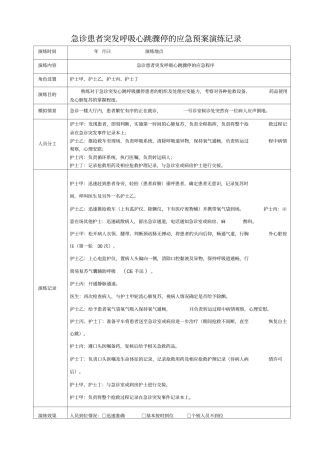 急诊患者突发呼吸心跳骤停的应急预案演练记录