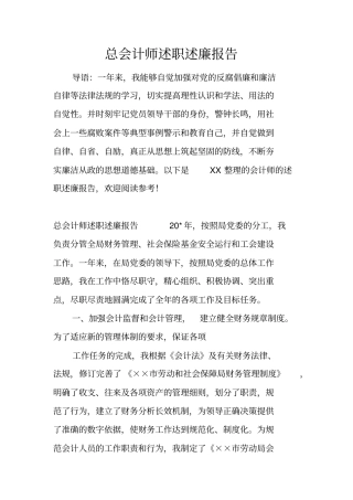 总会计师述职述廉报告