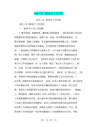 总工会2016年工作总结【可编辑版】