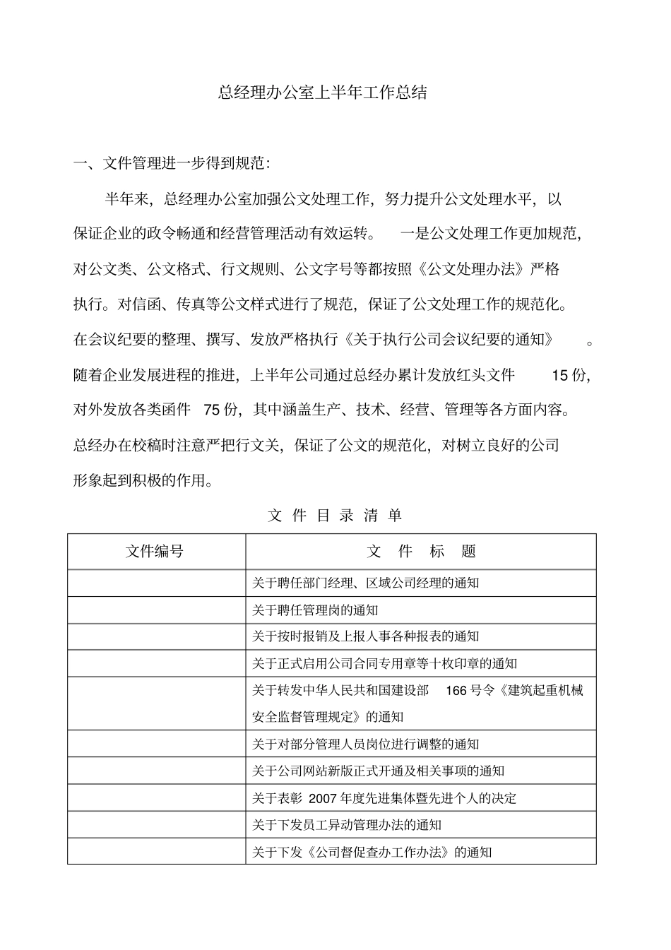 总经理办公室上半年工作总结_第1页