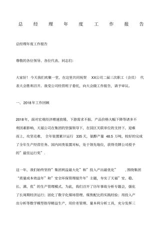 总经理年工作报告