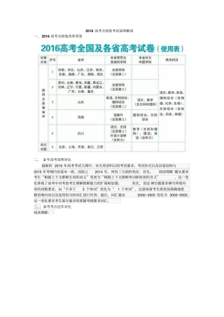 总结2016高考全国卷考试说明及备考建议英语讲解资料