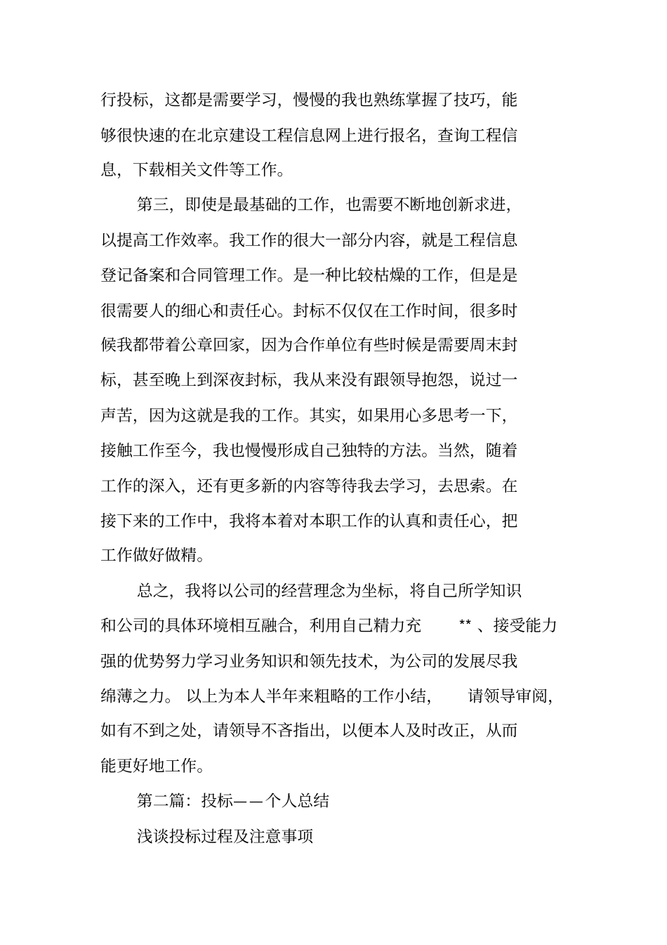 总结范文：投标个人工作总结_第2页