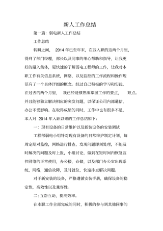 总结范文：新人工作总结