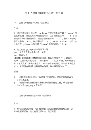 总账与明细账不平的专题41922