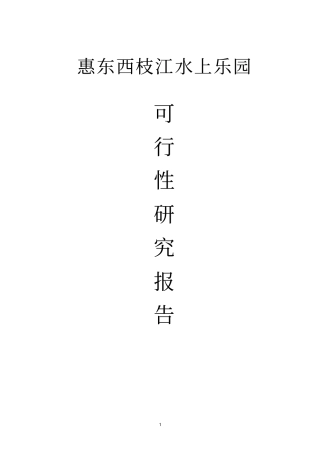 惠东西枝江水上乐园可行性研究报告