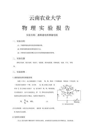 惠斯通电桥试验报告