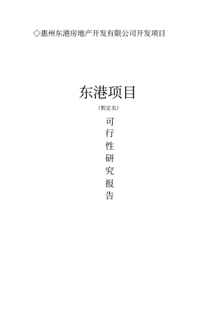 惠阳东港项目可行性研究报告