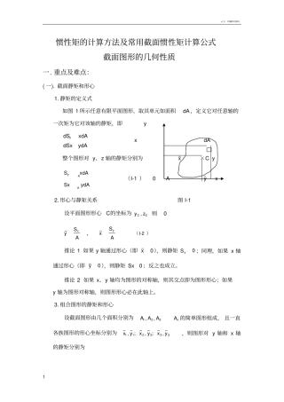 惯性矩的计算方法及常用截面惯性矩计算公式