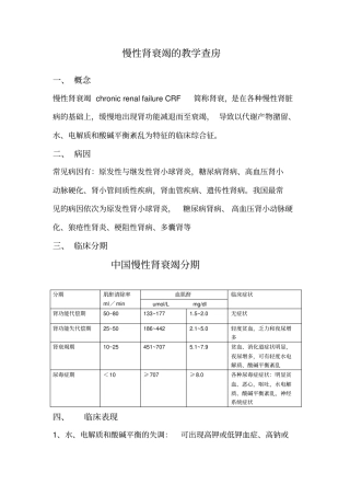 慢性肾衰竭病人的护理相关知识