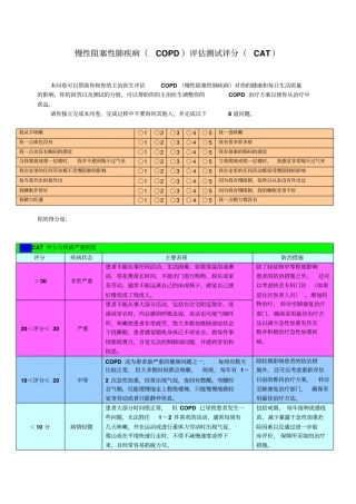 慢性阻塞性肺疾病评分CAT