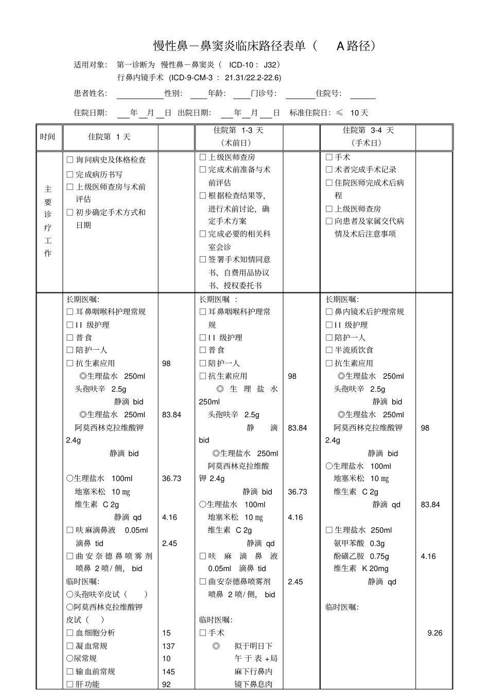 慢性鼻窦炎临床路径汇总_第3页