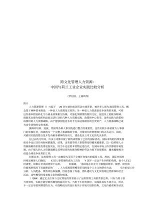 我国与荷兰工业企业跨文化管理人力资源比较11