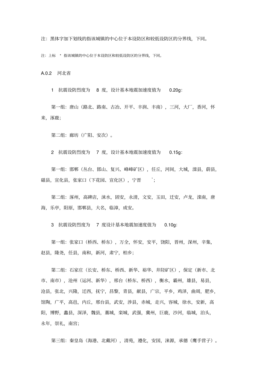 我国主要城镇抗震设防烈度设计基本地震加速度和设计地震分组_第2页