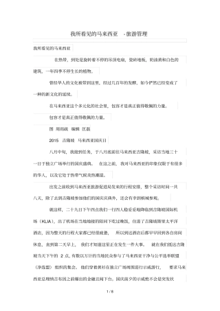 我所看见马来西亚