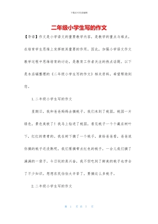 二年级小学生写的作文