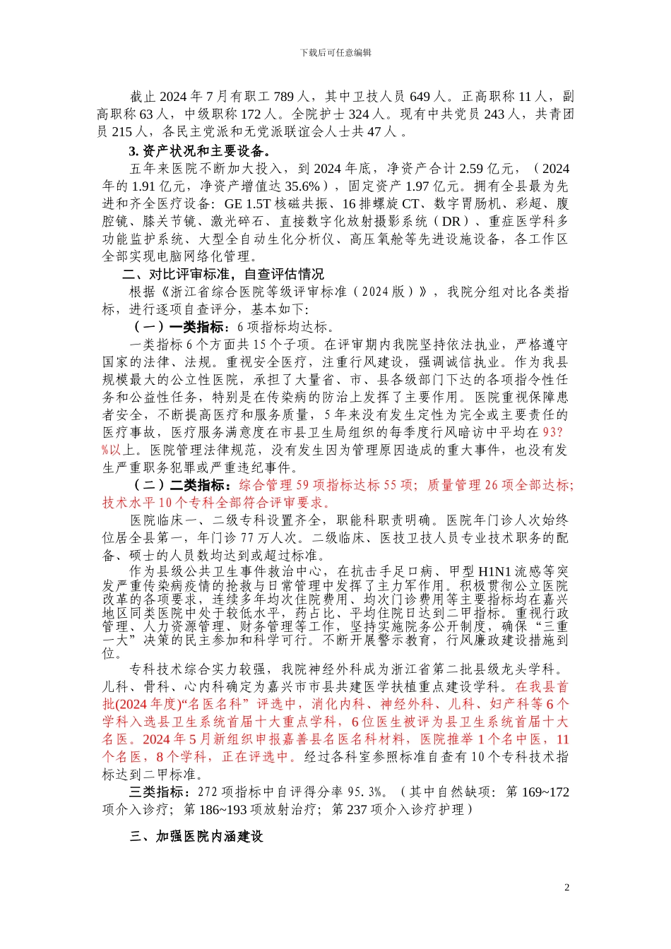 二甲医院工作总结汇报_第2页