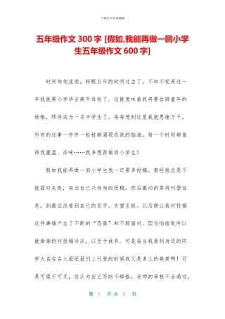 五年级作文300字-