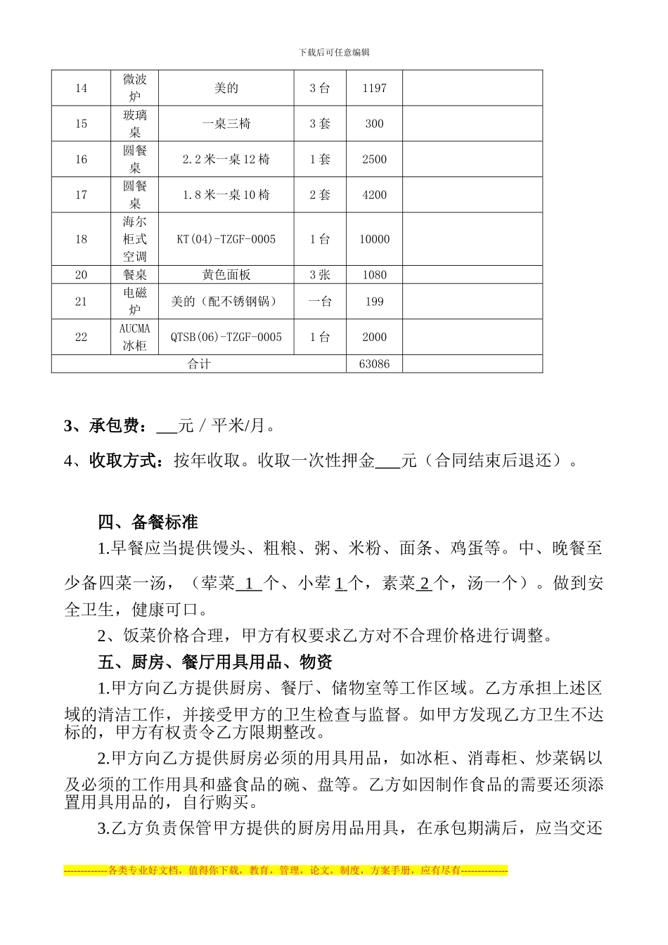 产业园区客房餐厅外包合同-_第3页