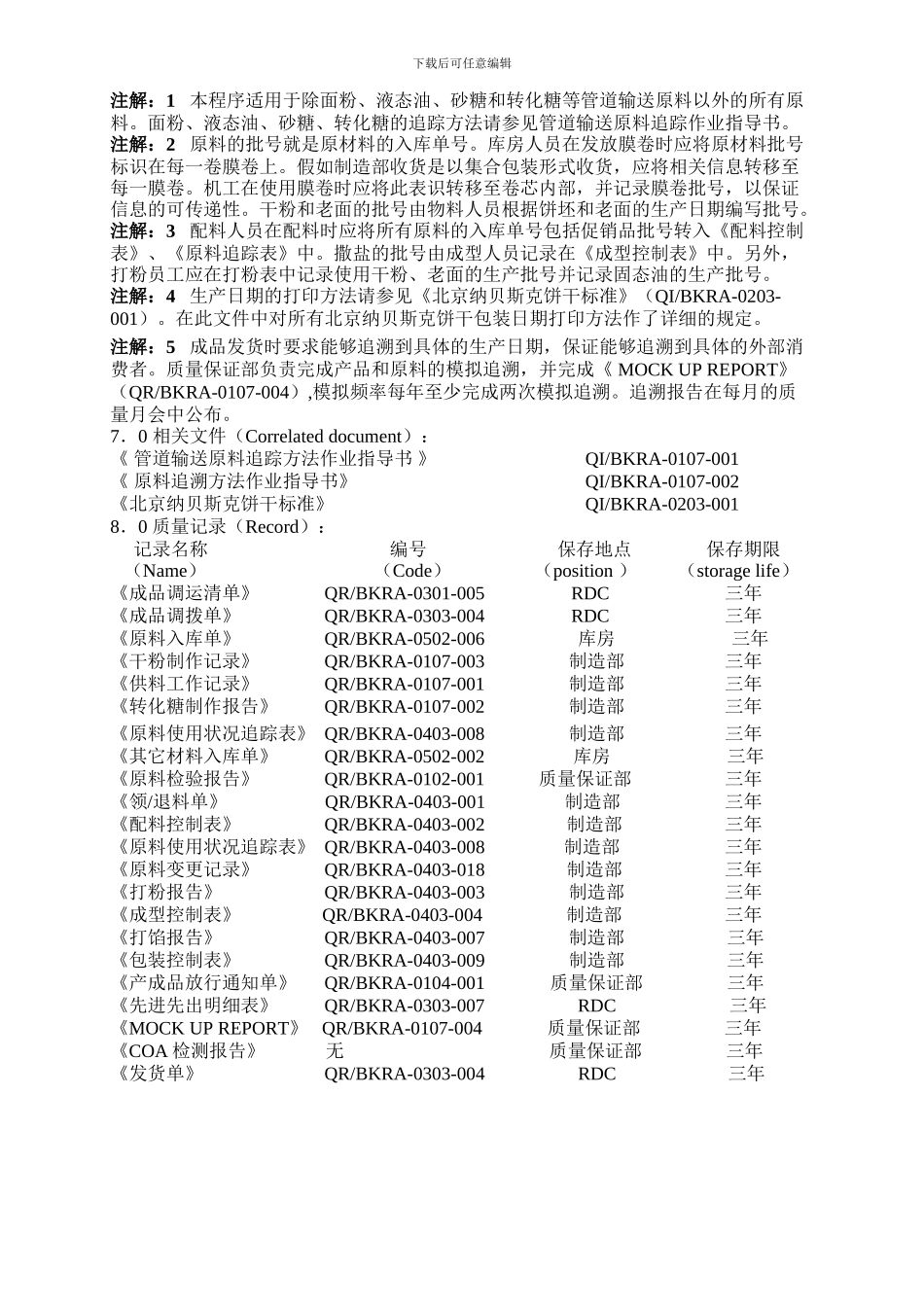 产品可追溯性控制程序工作流程_第3页