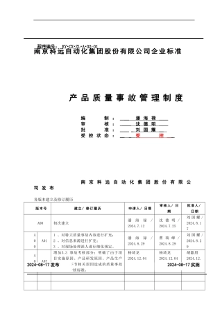 产品质量事故管理制度20241204