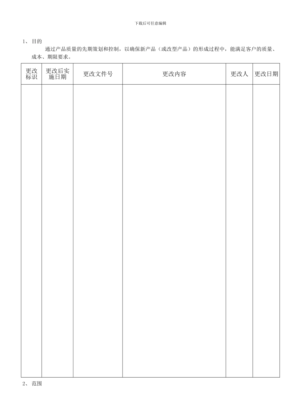 产品质量先期策划控制程序_第2页