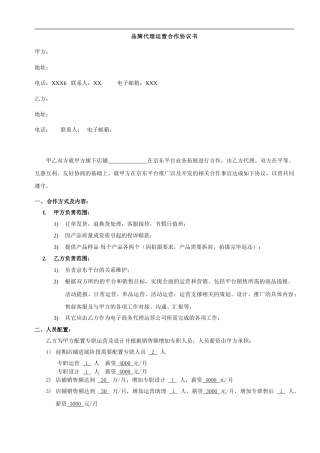 京东代理运营合作协议书doc
