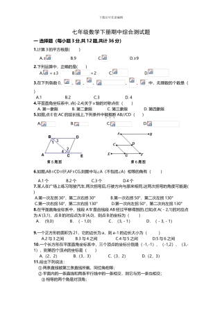 人教版七年级数学下册期中复习试卷D
