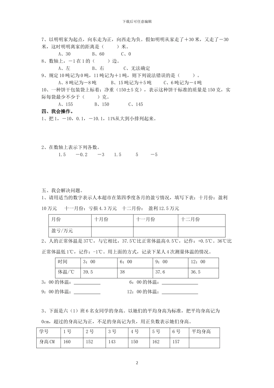 人教版六年级数学下册全册单元检测卷_第2页