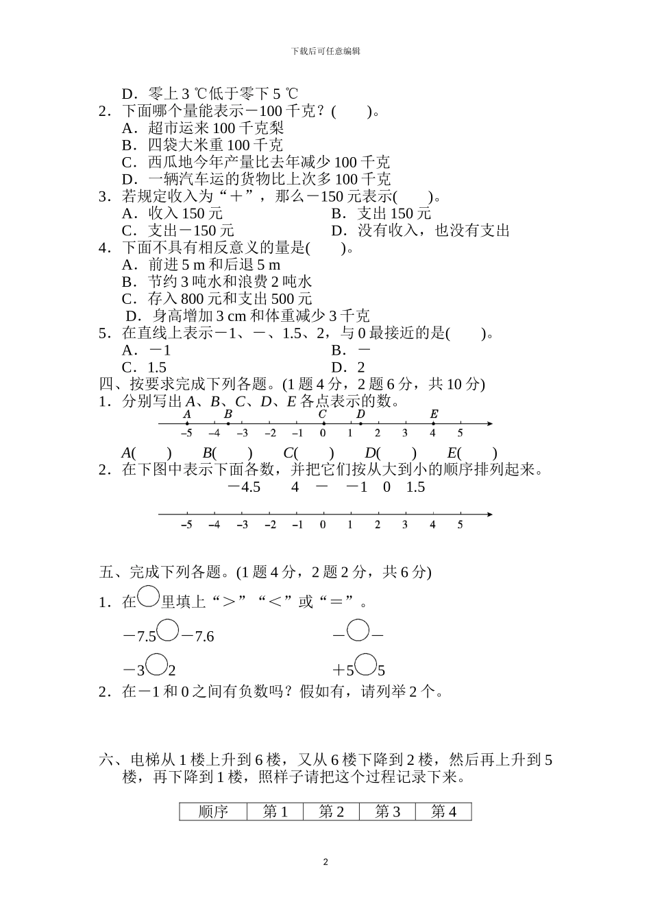 人教版六年级数学下册全册单元达标测试卷及答案_第2页