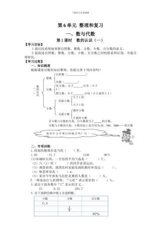 人教版数学六年级总复习导学案