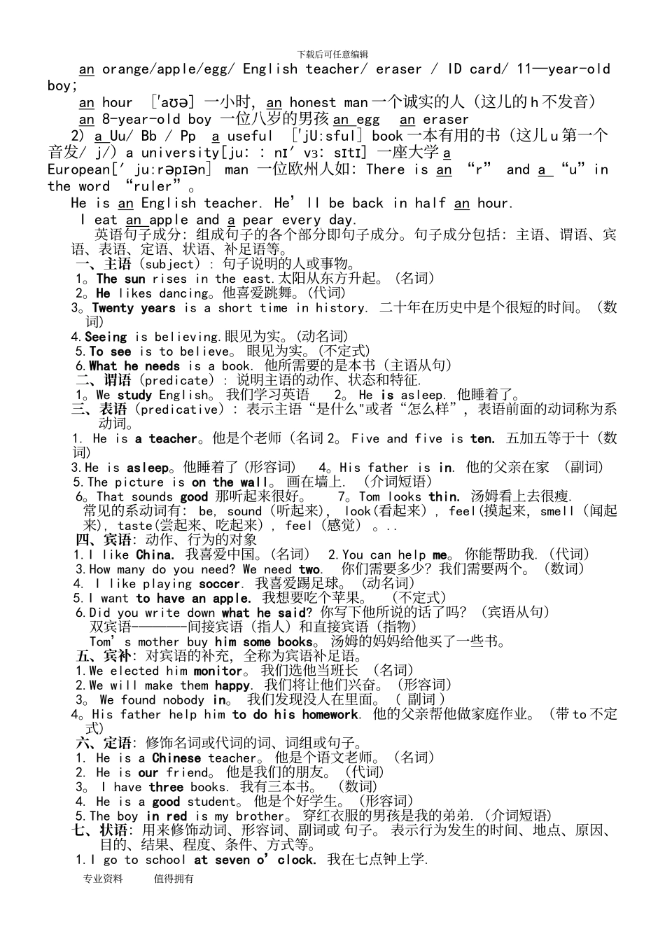 人版七年级英语-笔记归纳_第3页
