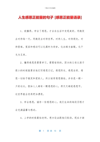 人生感恩正能量的句子-