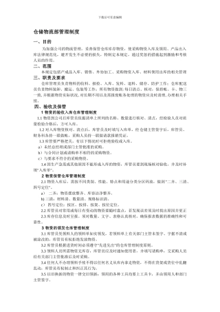 仓储物流部管理制度
