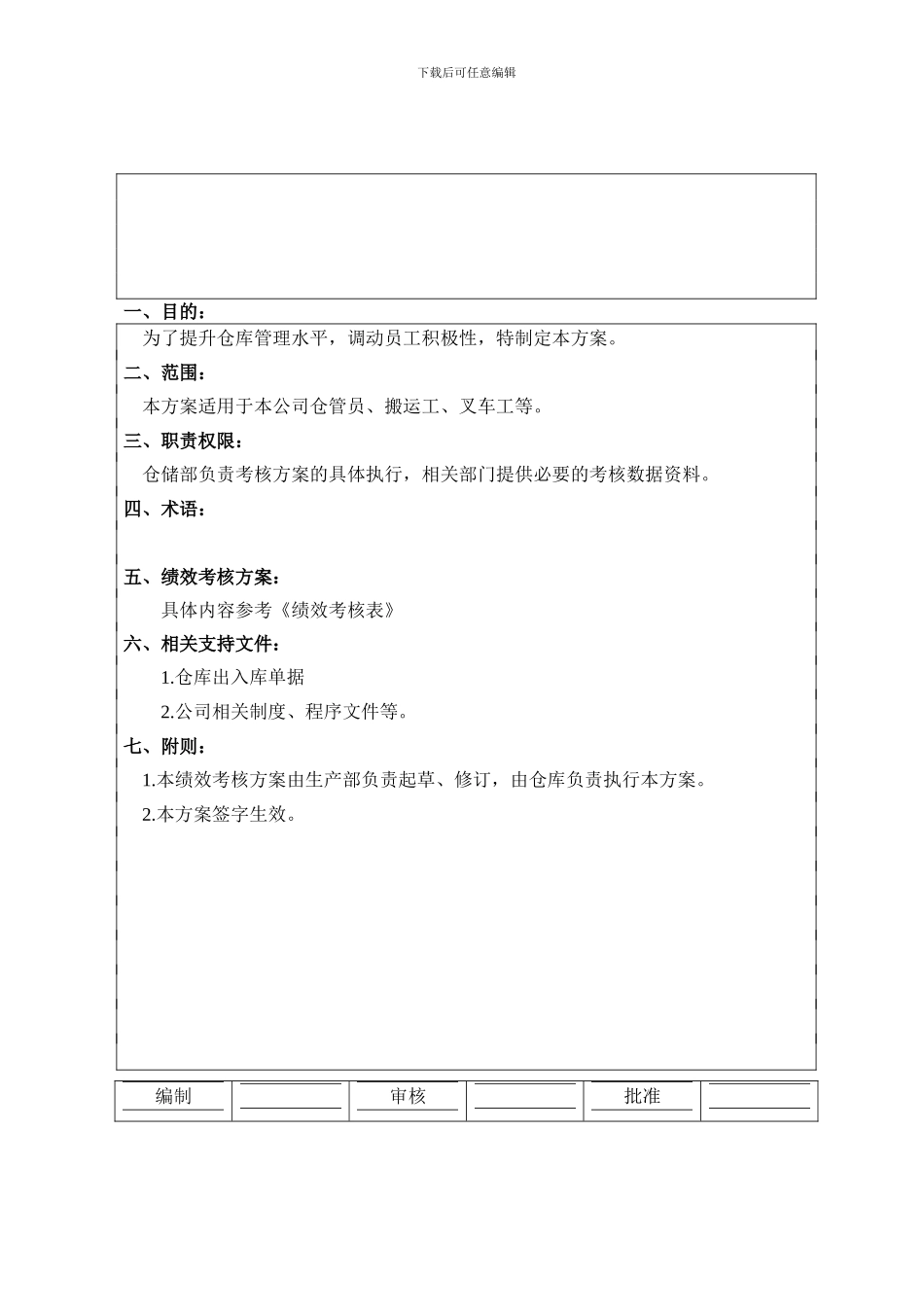 仓储部绩效考核制度_第1页