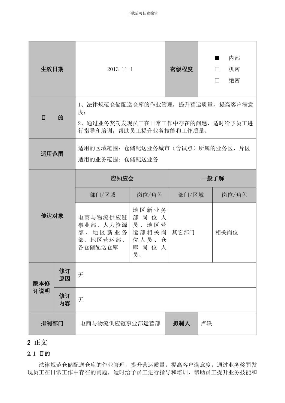 仓储配送仓库业务奖罚制度_第2页