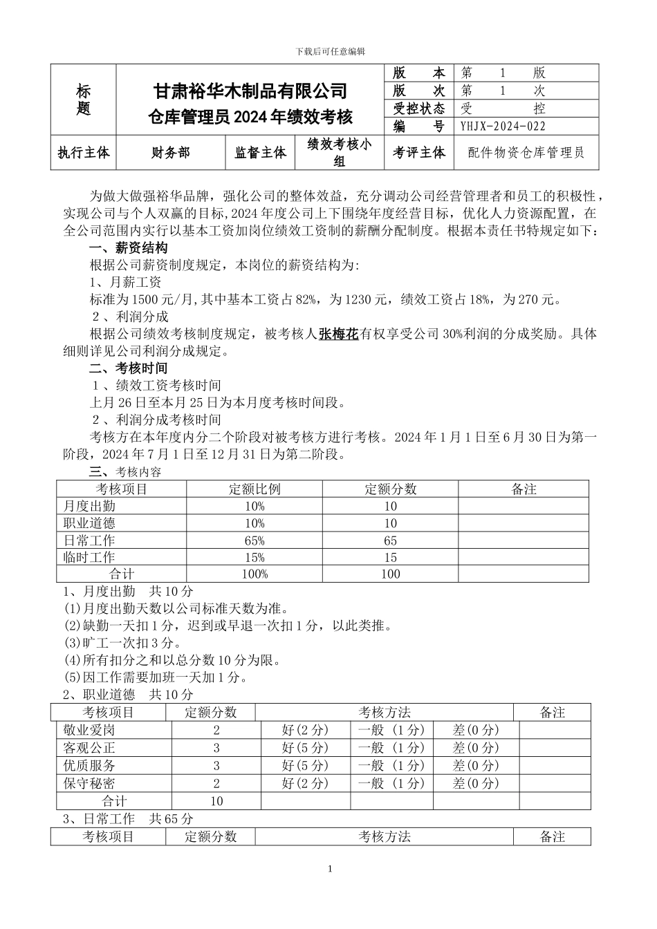 仓库保管绩效考核_第1页