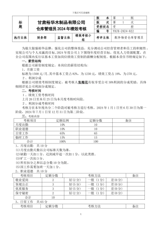 仓库保管绩效考核