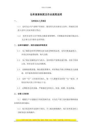 仓库规章制度及作业流程说明