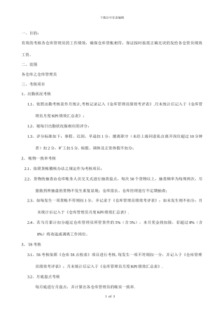 仓管员KPI考核制度1