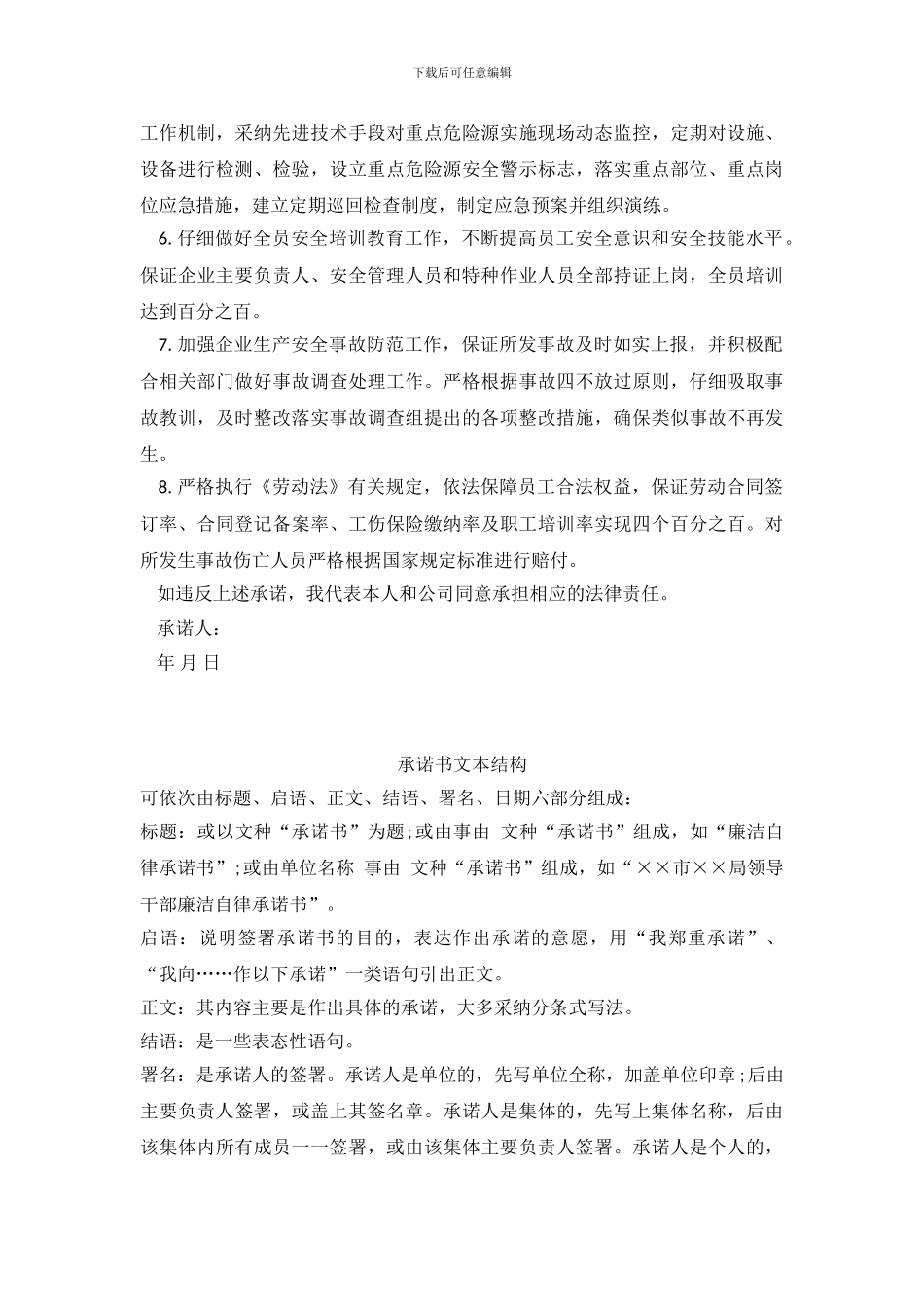 企业主要负责人安全生产承诺书_第3页