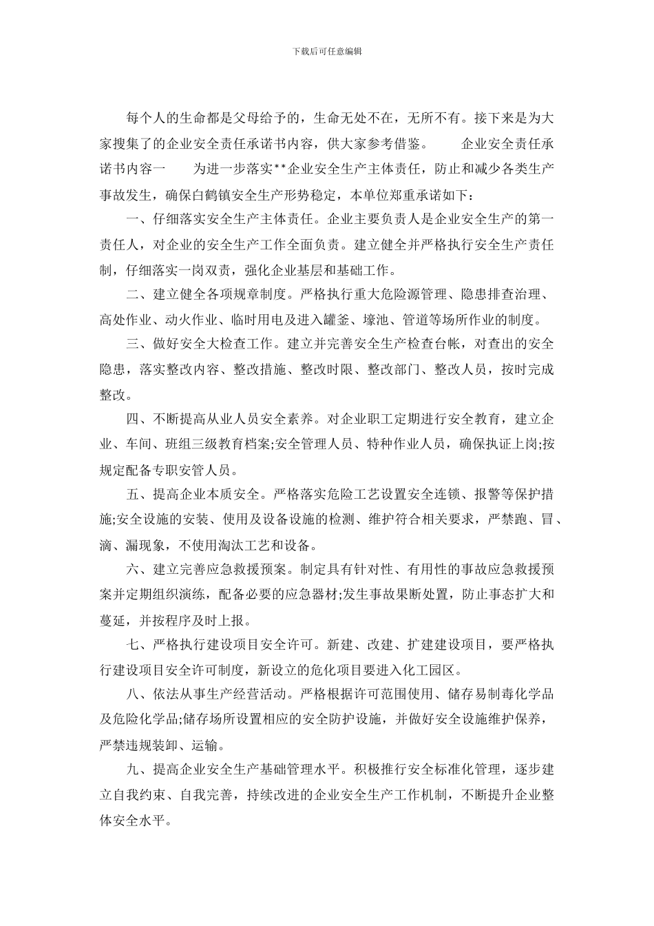 企业安全责任承诺书内容_第2页