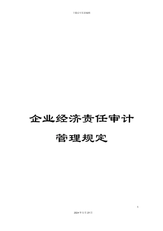 企业经济责任审计管理规定