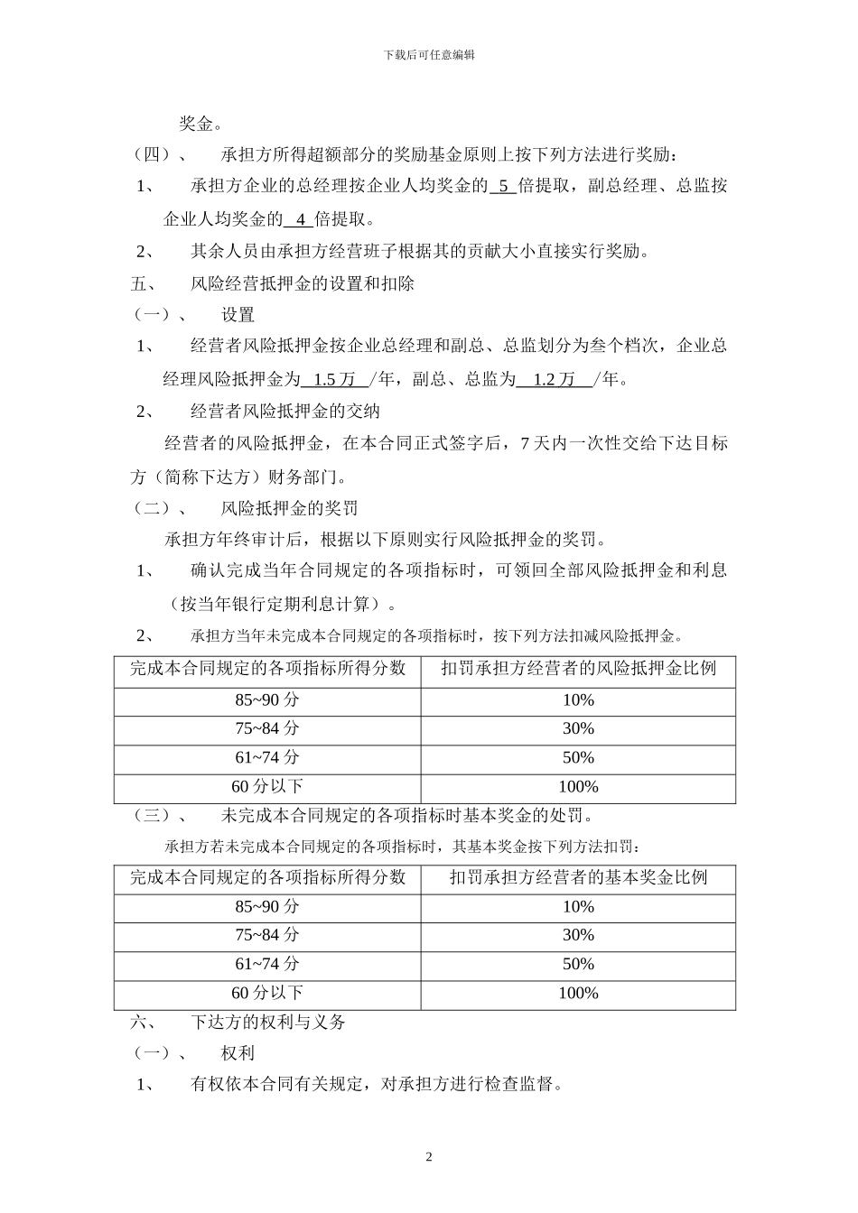 企业经营目标责任合同书_第2页
