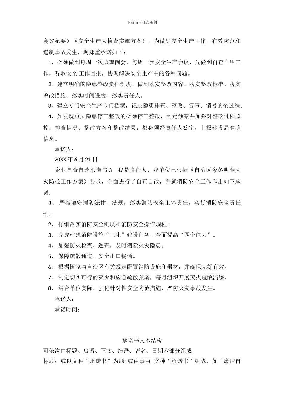 企业自查自改承诺书_第3页