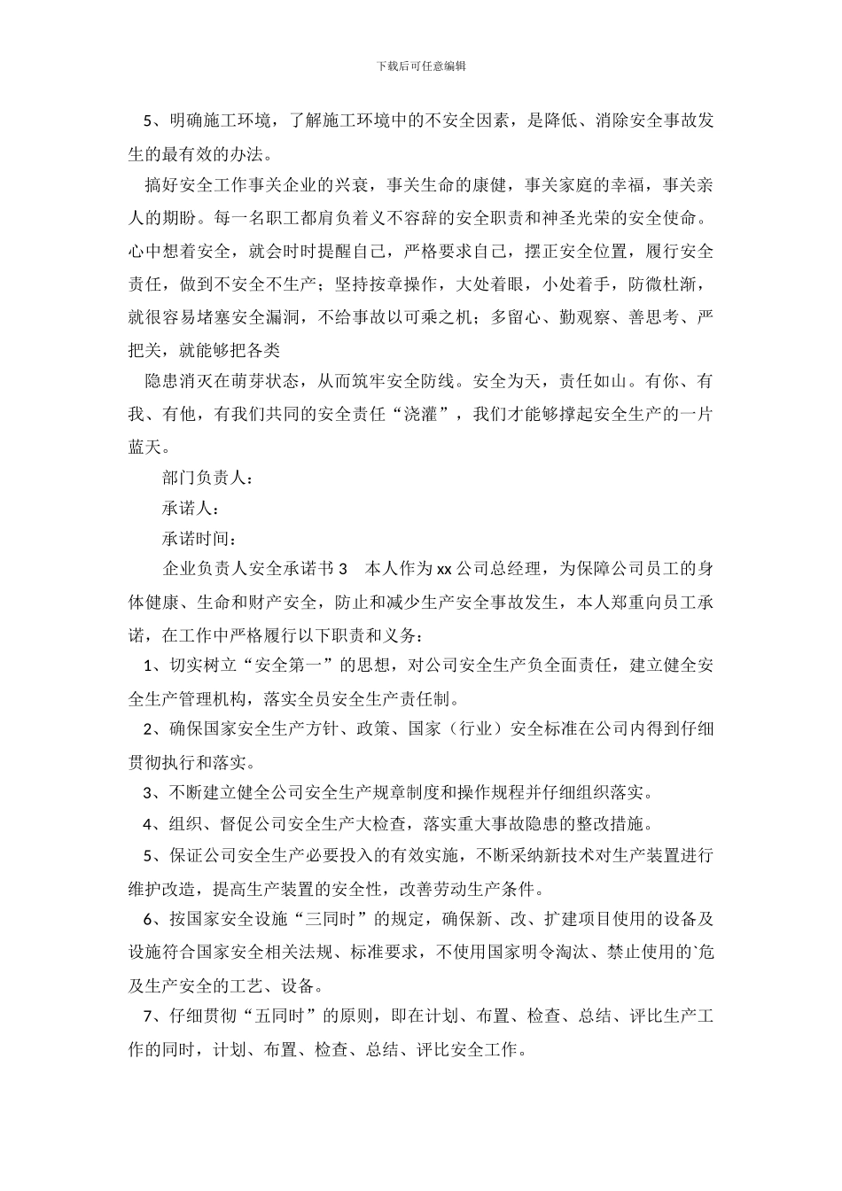 企业负责人安全承诺书_第3页