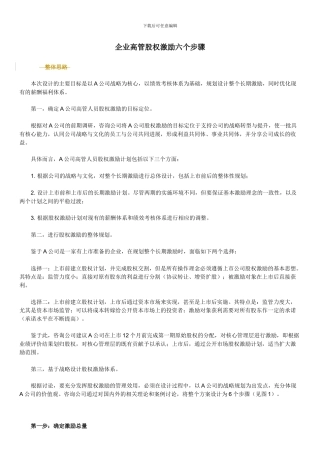 企业高管股权激励六步骤