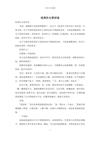 优秀作文带评语